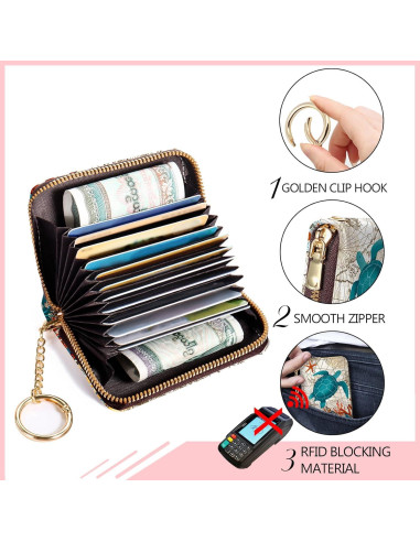 Billetera RFID para Mujeres Blusabaca Tortuga con Llavero