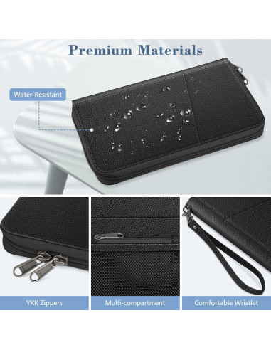 Billetera Organizador de Pasaportes Fintie APPA - RFID, Unisex, Negro