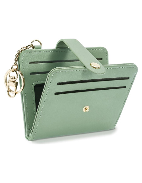 Cartera Pequeña Mujer Airkit Verde RFID Cuero con Llavero Cartera Pequeña Mujer Airkit Verde RFID Cuero con Llavero