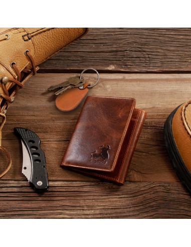 Cartera Trifolio de Cuero Bull Guard con RFID para Hombre