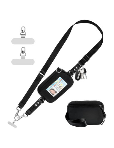 Correa Cruzada Tiostep con Cartera Desmontable RFID Negra