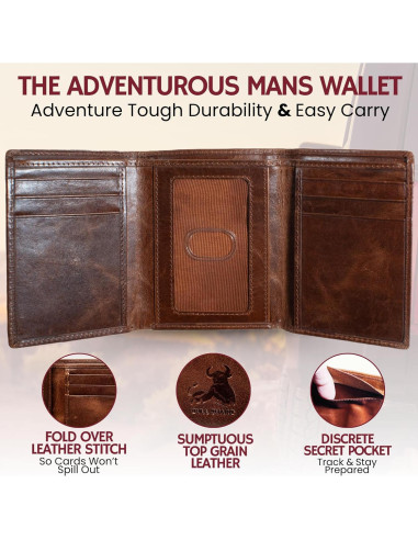Cartera Trifolio de Cuero Bull Guard con RFID para Hombre