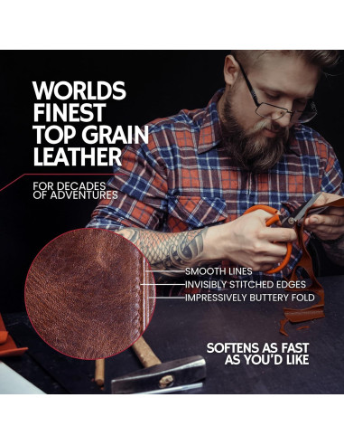 Cartera Trifolio de Cuero Bull Guard con RFID para Hombre