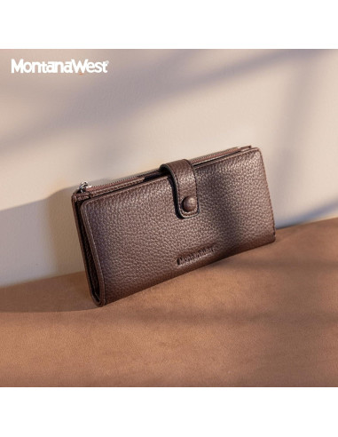 Billetera Larga Montana West con Bloqueo RFID y Monedero
