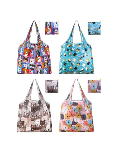 4 Bolsas de Compras Reutilizables GAUENEEN Plegables 43.94x53.86cm