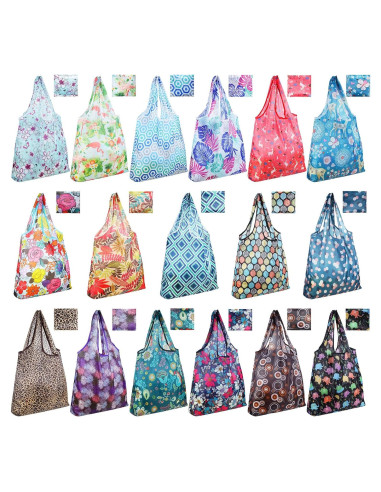 Bolsas de Compras Reutilizables Weewooday 18 Piezas Nylon