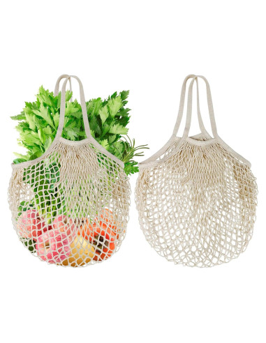 Paquete de 2 Bolsas de Compras Reutilizables de Algodón 100%