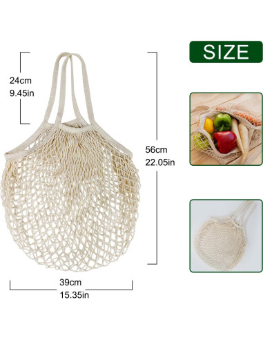 Paquete de 2 Bolsas de Compras Reutilizables de Algodón 100%