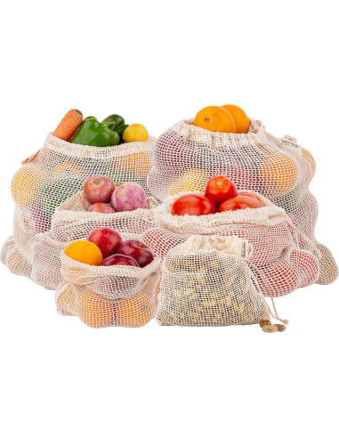 Bolsas de Malla Reutilizables All Cotton 100% Algodón 6 Pzas
