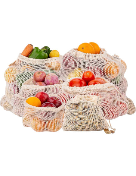 Bolsas de Malla Reutilizables All Cotton 100% Algodón 6 Pzas Bolsas de Malla Reutilizables All Cotton 100% Algodón 6 Pzas
