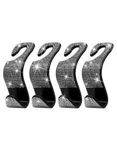 Gancho de bolso para auto Bling - 4 piezas reposacabezas plata