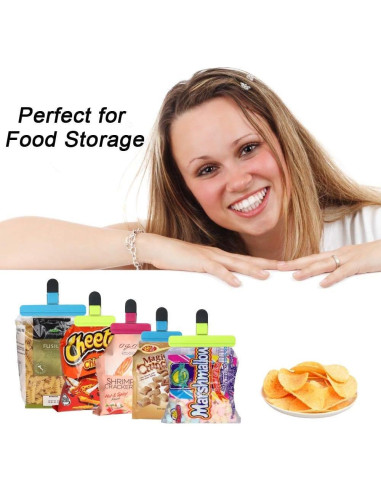 Pinzas para Alimentos ddLUCK 6 Pcs Clips Selladores Coloridos