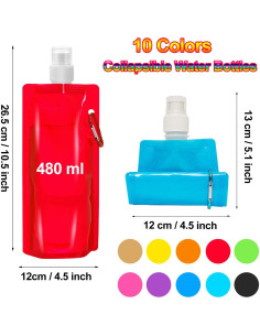 Paquete de 10 Botellas de Agua Plegables Smilixin 480ml 2
