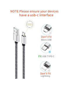 Cable USB Tipo C Teeind Tpc001 5 Pack 1.83m Carga Rápida 3A 2