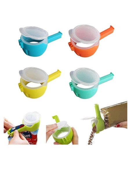 4 Clips para Sellar y Verter Alimentos Darfooper - Reutilizables 4 Clips para Sellar y Verter Alimentos Darfooper - Reutilizables