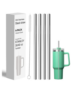 Popotes Reutilizables FYY de Acero Inoxidable 30.48 cm - 4 Pzas