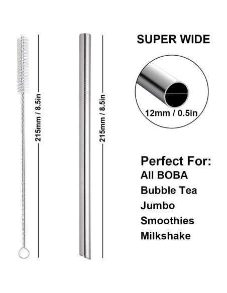 Popotes Reutilizables de Metal Morneve 4 Pcs 12mm Plata Popotes Reutilizables de Metal Morneve 4 Pcs 12mm Plata
