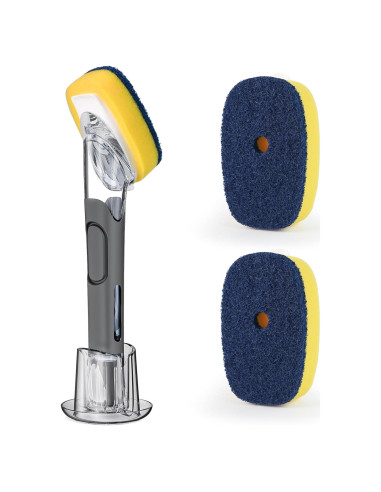 Juego de cepillo para platos RIMAY con dispensador de jabón y 2 recargas