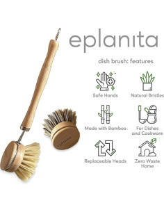 Cepillo de Platos Ecológico eplanita con 3 Cabezas Reemplazables 2