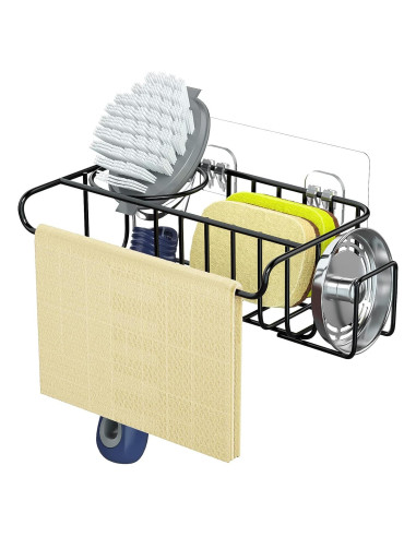 Soporte de Esponja Adhesivo HapiRm para Fregadero - Negro