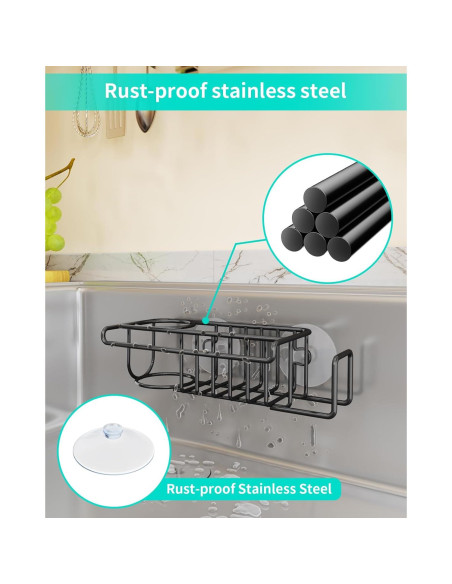 Soporte de Esponja Adhesivo HapiRm para Fregadero - Negro Soporte de Esponja Adhesivo HapiRm para Fregadero - Negro