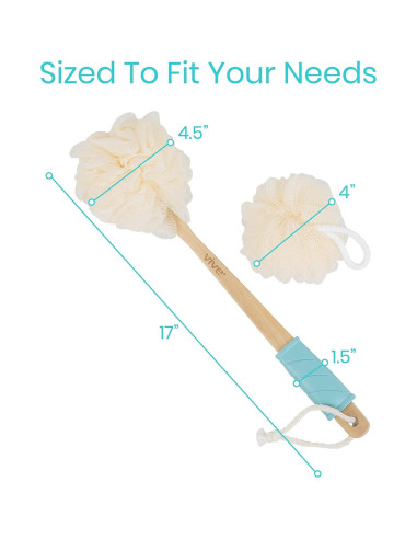 Esponja de Ducha Vive 43 cm con Mango Largo y Lufa