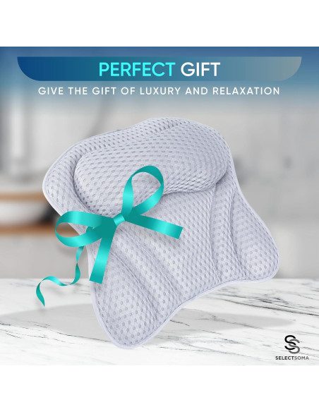 Almohada de Baño SelectSoma Gris con Malla 4D y Ventosas Almohada de Baño SelectSoma Gris con Malla 4D y Ventosas