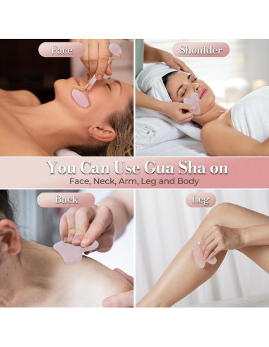 Set de Masaje Facial Gua Sha y Rodillo de Jade Rosa ByLif