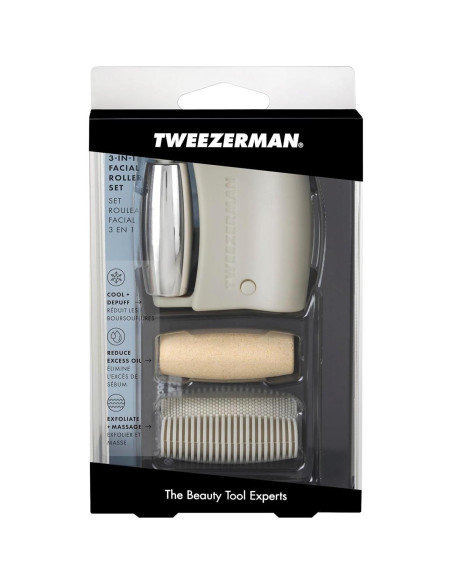 Juego de Rodillos Faciales 3-en-1 Tweezerman - Masaje, Exfoliación y Absorción Juego de Rodillos Faciales 3-en-1 Tweezerman - Masaje, Exfoliación y Absorción