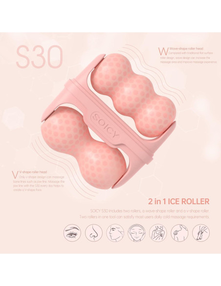 Rodillo de Hielo Facial Hanmier 2 en 1 Rosa - Masajeador Frío Rodillo de Hielo Facial Hanmier 2 en 1 Rosa - Masajeador Frío