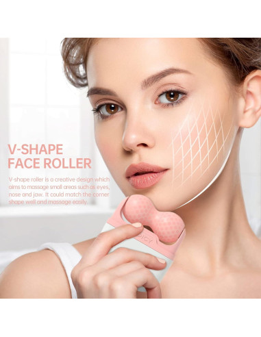 Rodillo de Hielo Facial Hanmier 2 en 1 Rosa - Masajeador Frío
