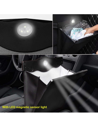 Basurero LED Inteligente de Cuero para Auto con 150 Bolsas