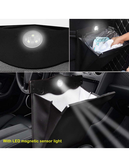 Basurero LED Inteligente de Cuero para Auto con 150 Bolsas Basurero LED Inteligente de Cuero para Auto con 150 Bolsas