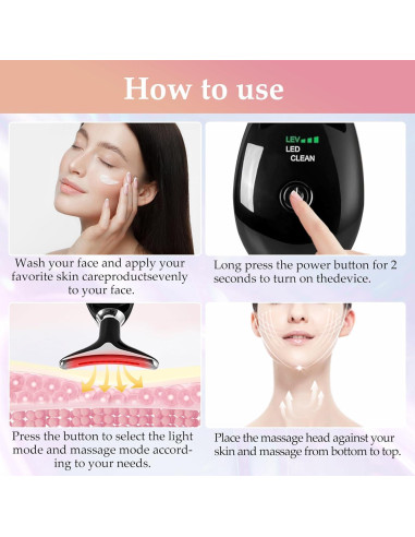 Masajeador Facial y de Cuello AAJP MRY22024H - 4 Modos, 7 Colores