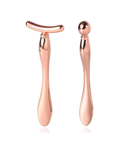 Rodillo Facial Metalico Pimoys Oro Rosa 2 Pcs para Ojos