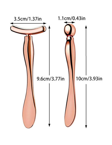Rodillo Facial Metalico Pimoys Oro Rosa 2 Pcs para Ojos