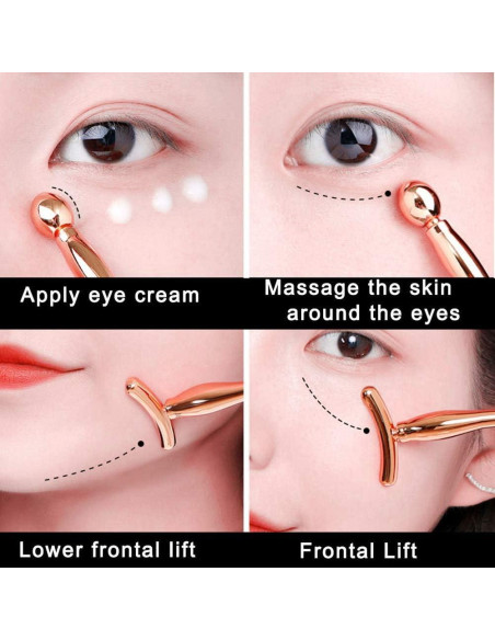 Rodillo Facial Metalico Pimoys Oro Rosa 2 Pcs para Ojos Rodillo Facial Metalico Pimoys Oro Rosa 2 Pcs para Ojos
