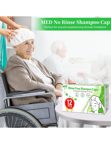 Gorros de Champú Sin Enjuague MED - 12 Paquetes para Ancianos Gorros de Champú Sin Enjuague MED - 12 Paquetes para Ancianos