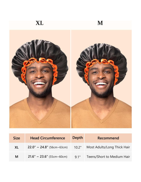 Gorro de Ducha XL Mikimini Negro con Borde Naranja Reutilizable Gorro de Ducha XL Mikimini Negro con Borde Naranja Reutilizable