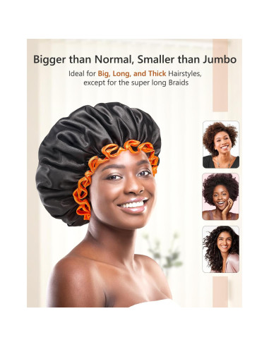 Gorro de Ducha XL Mikimini Negro con Borde Naranja Reutilizable