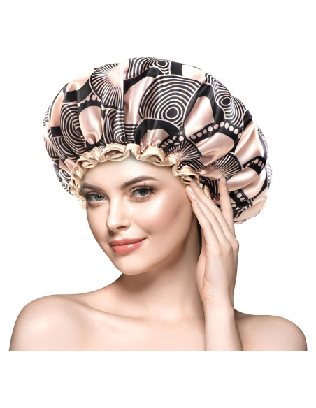 Gorro de Ducha Grande Mikimini Champagne Doble Capa Impermeable Gorro de Ducha Grande Mikimini Champagne Doble Capa Impermeable