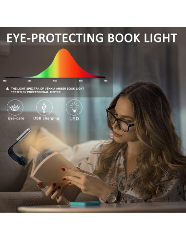 Luz de Libro Vekkia con Marcador y Brillo Ajustable