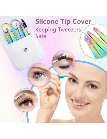 Conjunto de 6 Piezas de Pinzas para Cejas Honoson Arcoíris Conjunto de 6 Piezas de Pinzas para Cejas Honoson Arcoíris