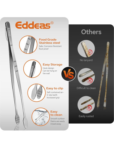 Set de 3 Pinzas de Cocina Eddeas Acero Inoxidable 20-30 cm
