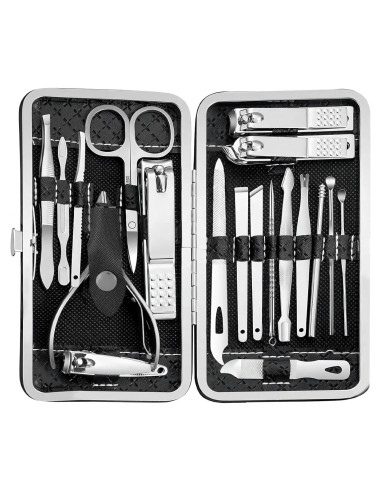 Juego de Manicura 19 en 1 Tranchou - Acero Inoxidable Negro