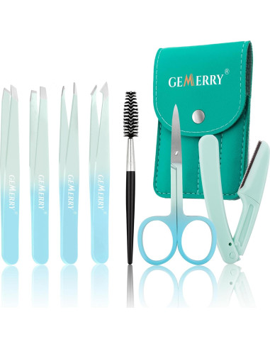 Juego de Pinzas para Cejas GEMERRY 7 Pcs Acero Inoxidable