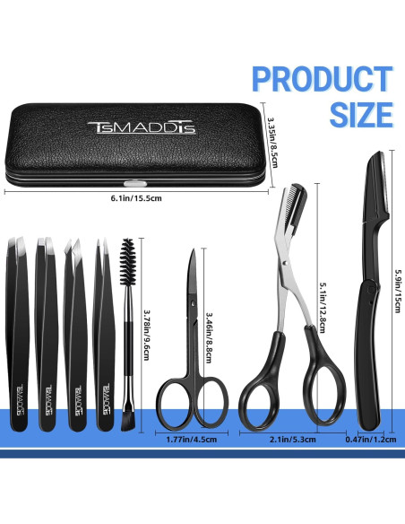 Kit de Cejas TsMADDTs 8 en 1 con Tijeras, Pinzas y Afeitadora Kit de Cejas TsMADDTs 8 en 1 con Tijeras, Pinzas y Afeitadora