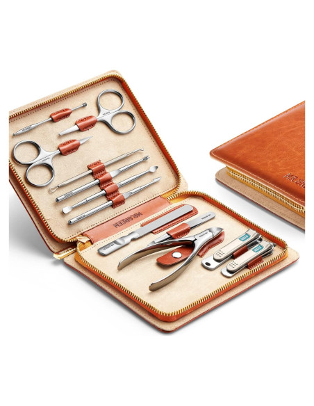 Juego de Manicura 12 en 1 MR.GREEN con Estuche de Cuero Juego de Manicura 12 en 1 MR.GREEN con Estuche de Cuero