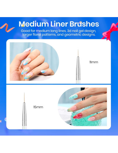 Juego de Pinceles para Arte de Uñas Beetles 5pcs Detalle
