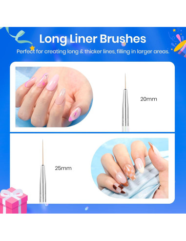 Juego de Pinceles para Arte de Uñas Beetles 5pcs Detalle